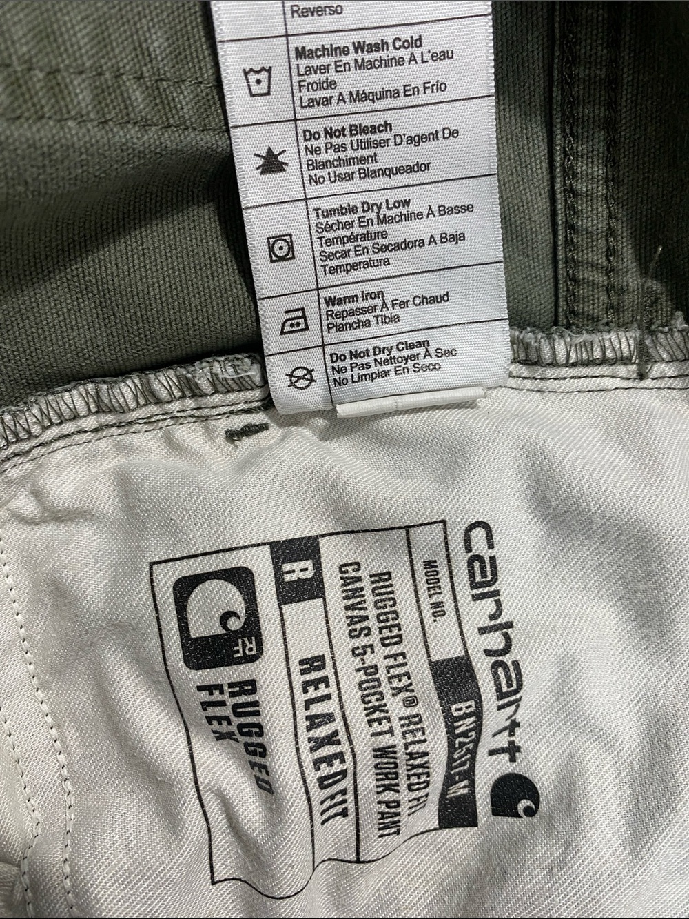 Carhartt Men's Olive Green Straight Fit Work Pants Size 36/34 straight cut relax - Picture 11 of 16
